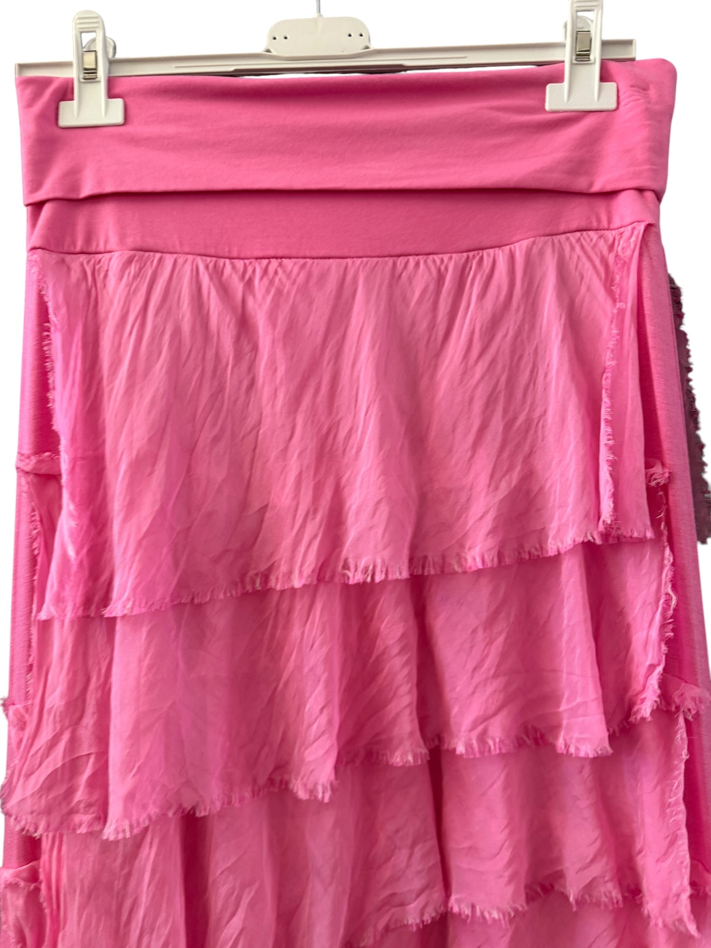 Sasha silk range shredded layers skirt  - Candy pink