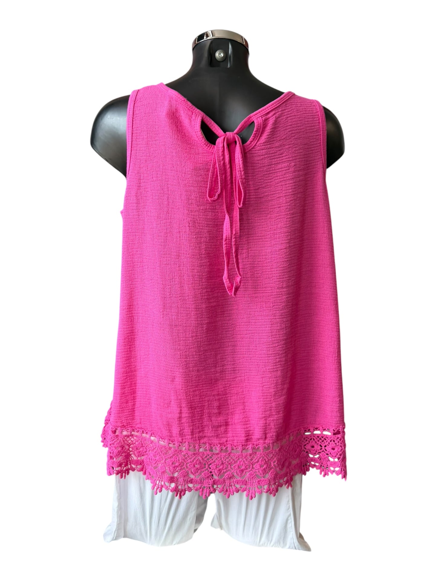 Fiona crochet trim vest top - Cerise