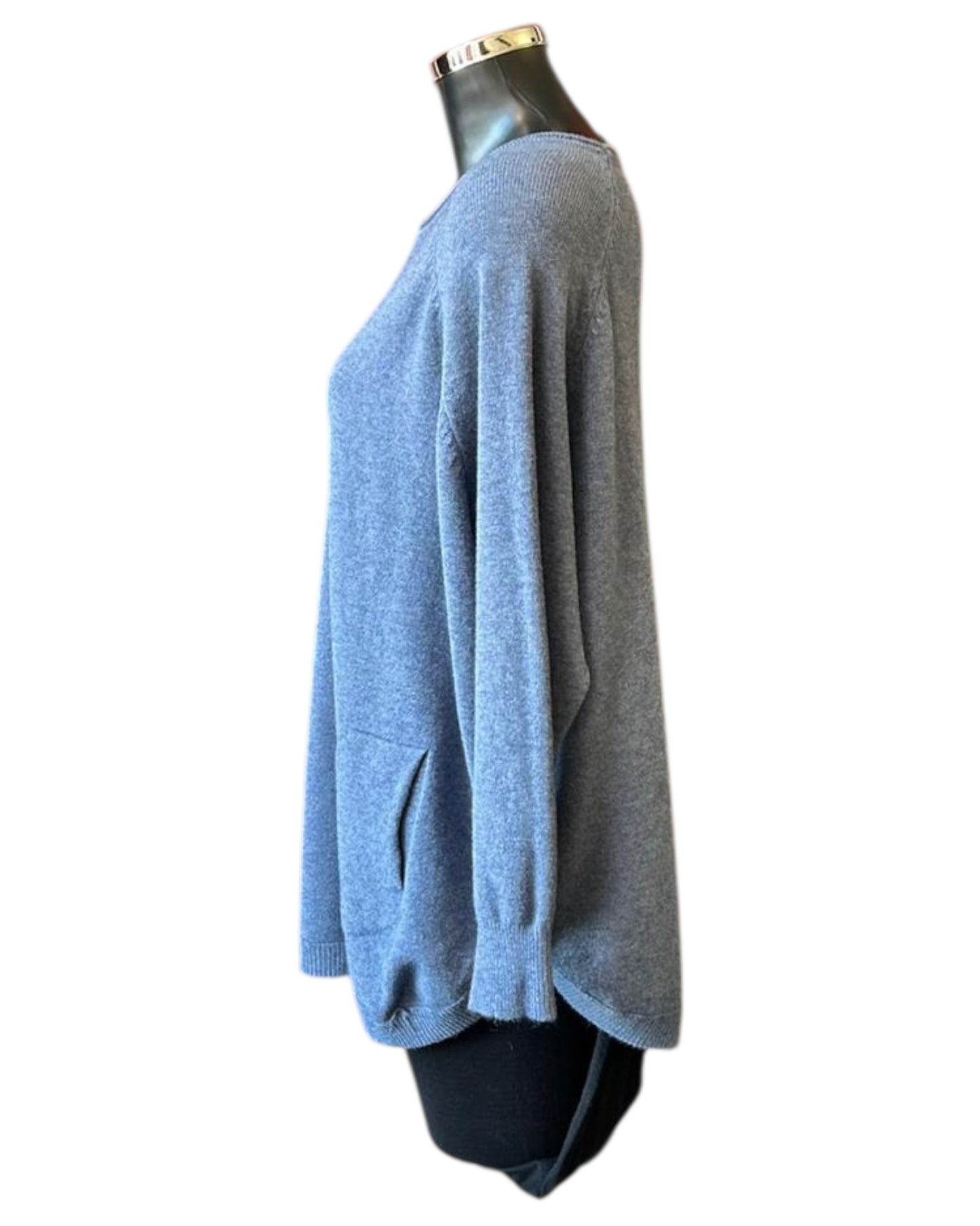 Callie button side soft knitted jumper - Denim