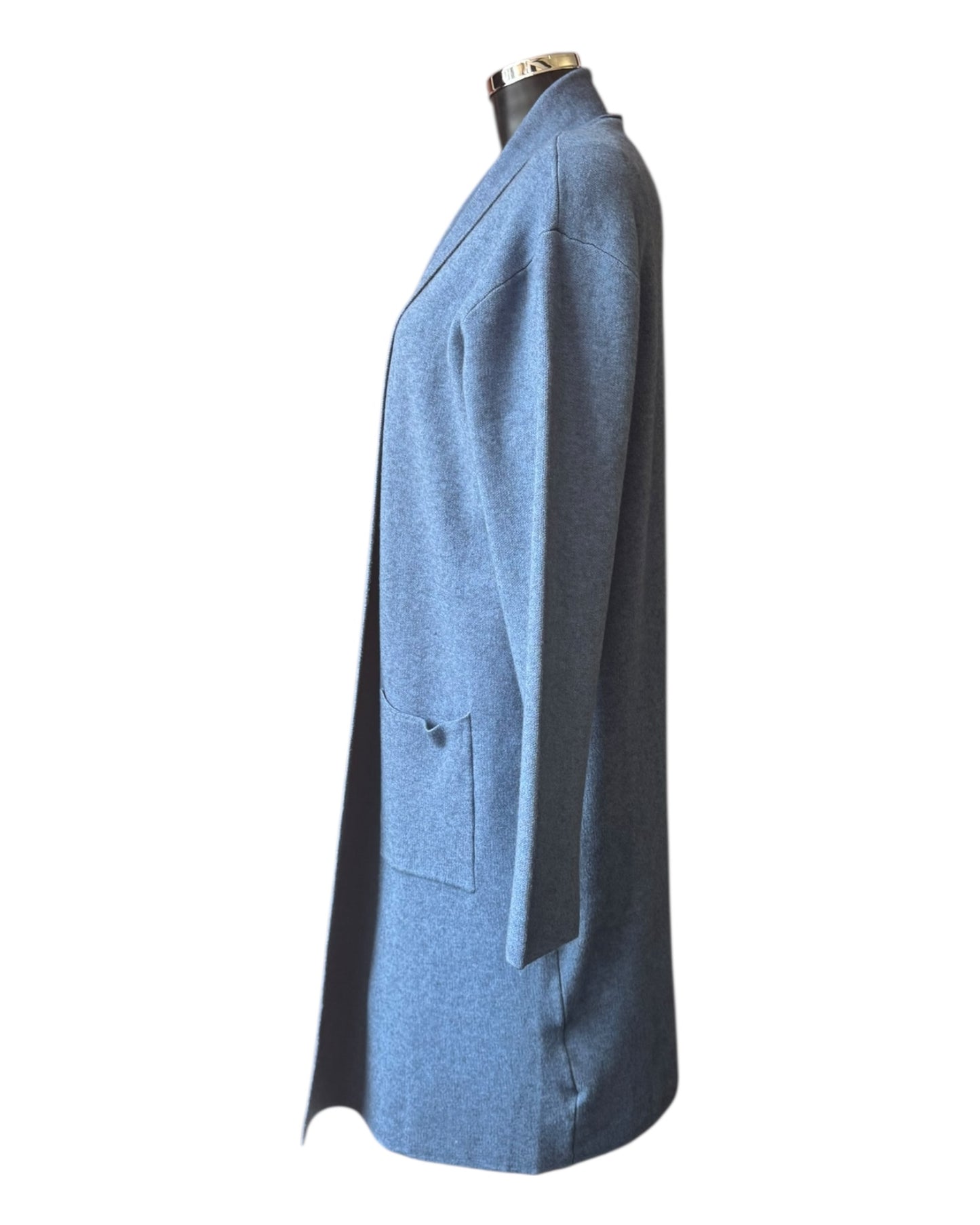 Caitlin roll collar long cardigan - Denim