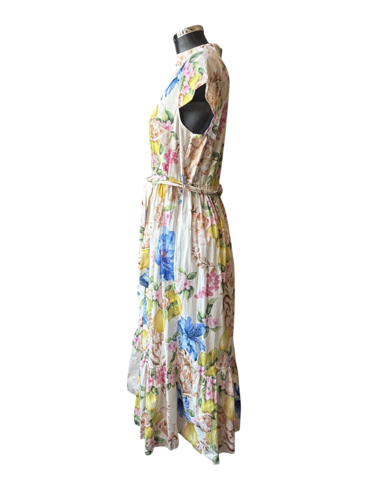 Connie floral belted dress - blue mix