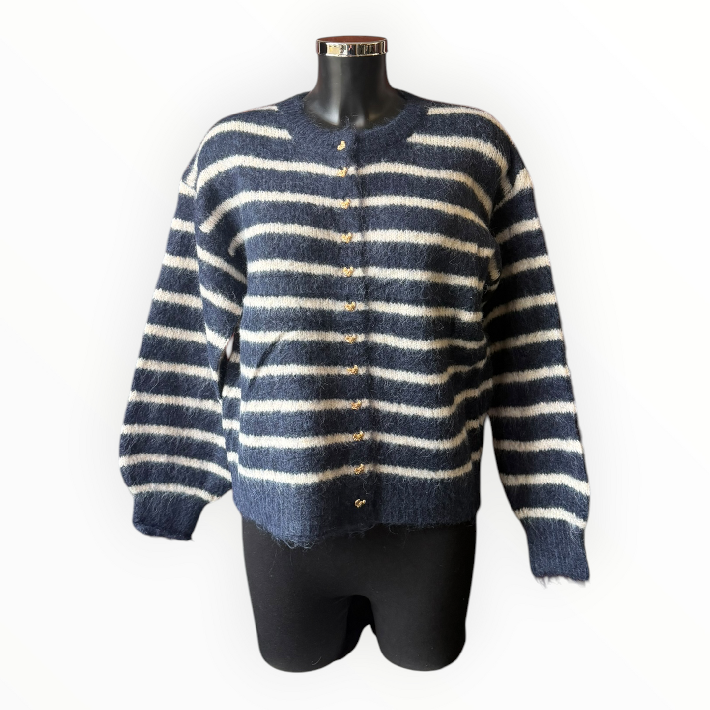Kylie striped soft knit cardigan - Navy