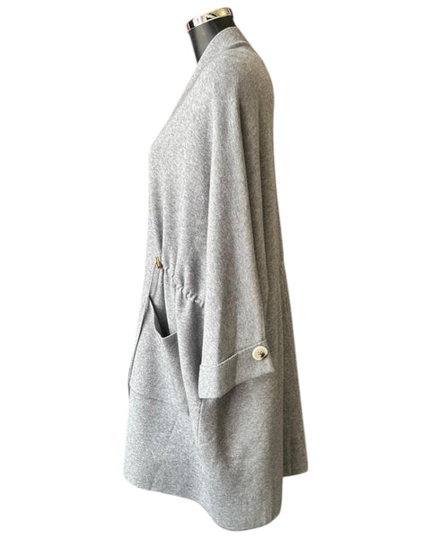 Leah premium knit drawstring cardigan - Grey