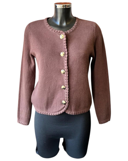 Sasha gold button cardigan - Chocolate