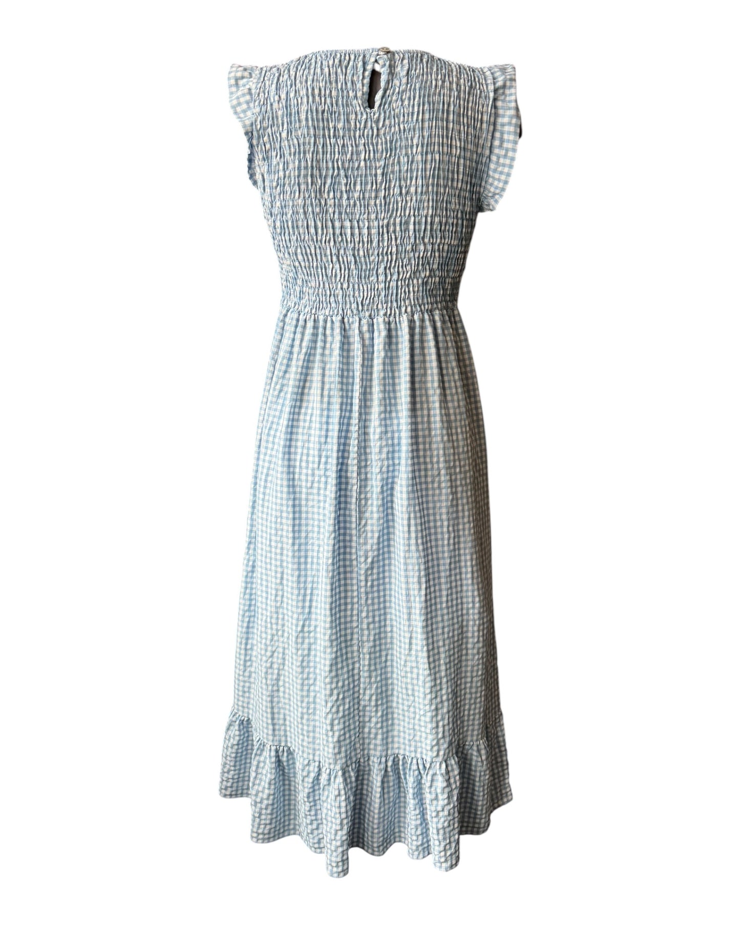 Gia gingham check shirred bust dress - blue