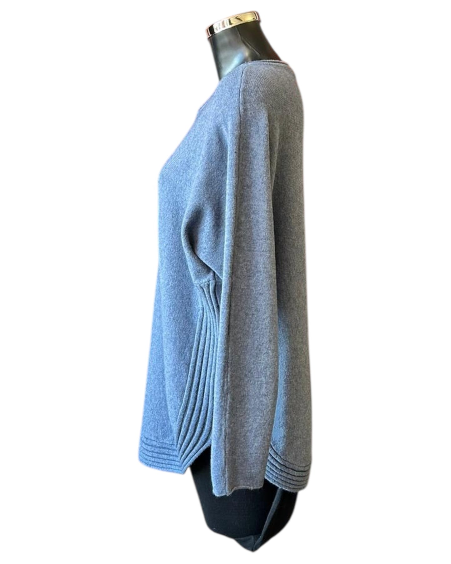 Camilla curved hem soft knitted jumper - Denim