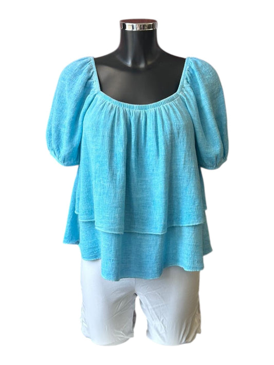 Casey range layered gypsy top - Aqua