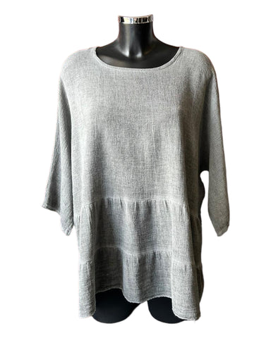 Casey range layered hem top - Grey
