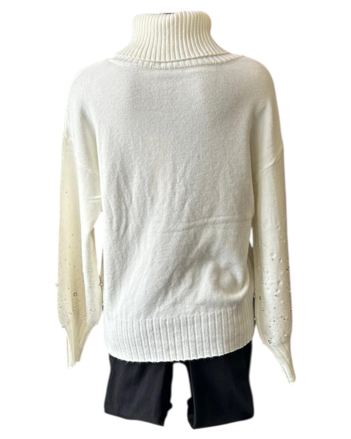 Melissa roll neck sparkle sleeve jumper - Winter white