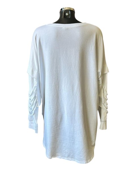 Phoebe slash detail sweatshirt tunic top - White