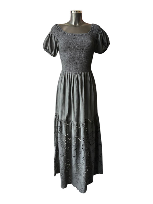 Dolly rouched top cutwork maxi dress - Black