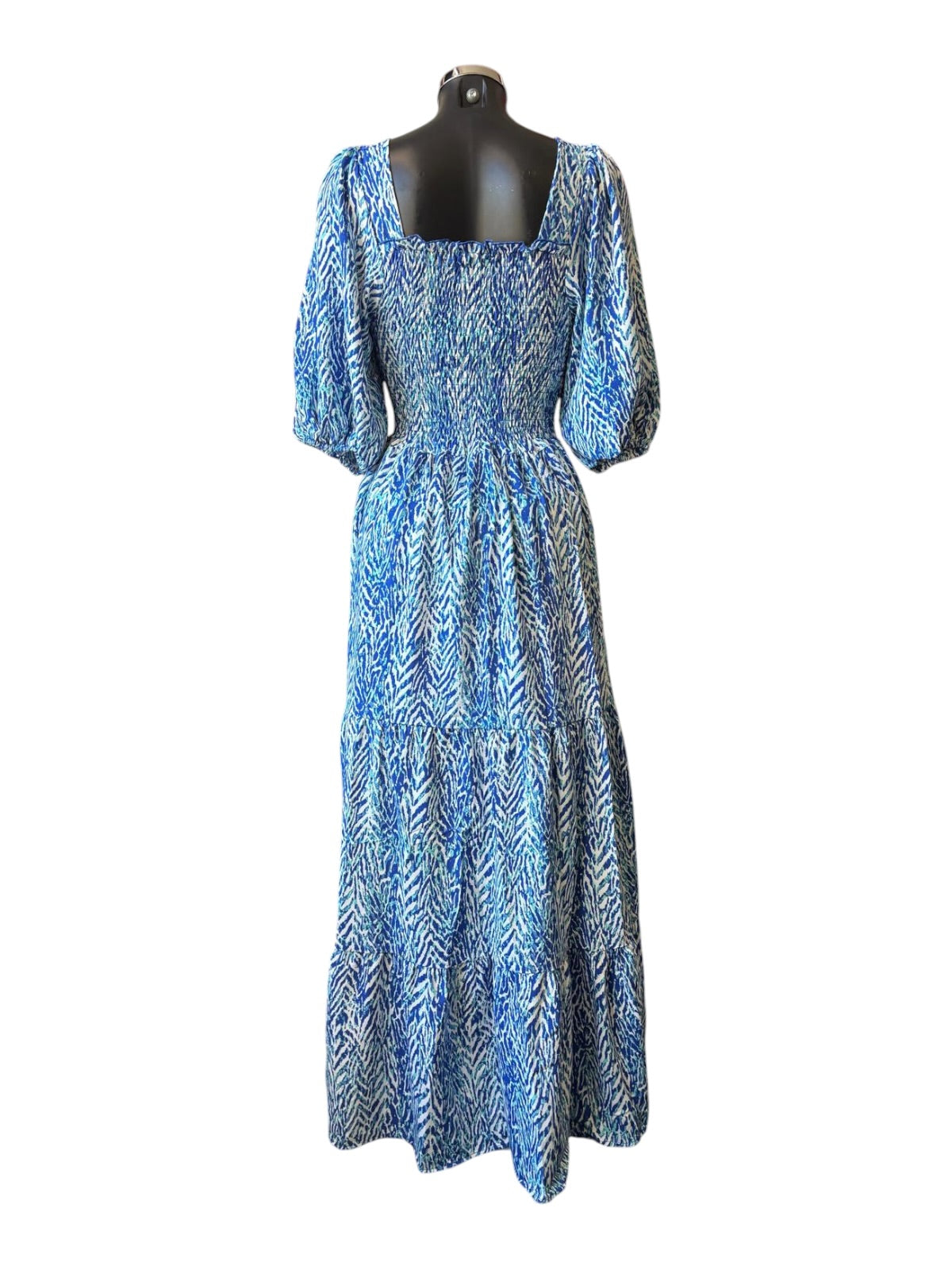 Ada tiered maxi milkmaid dress - blue chevron