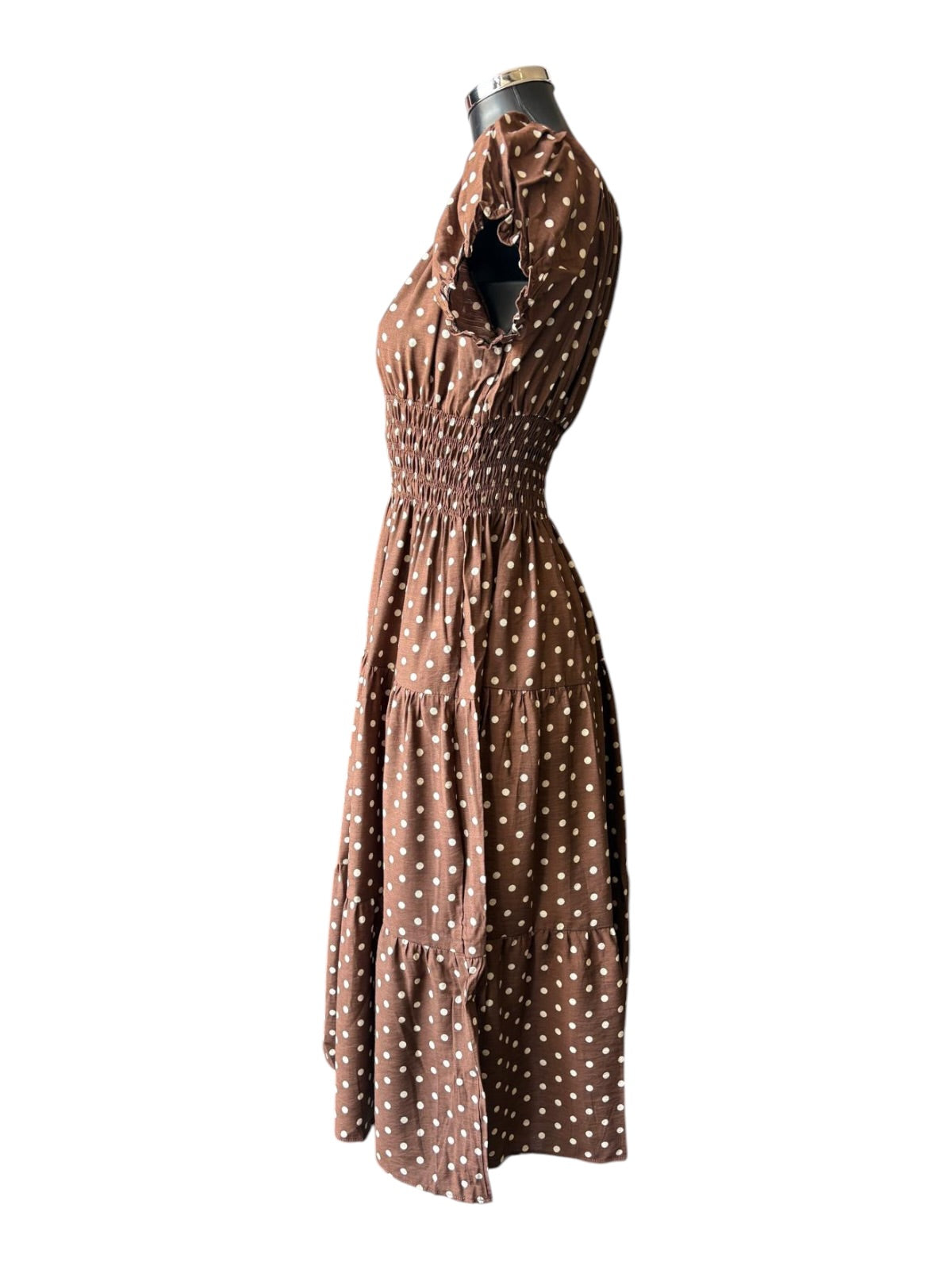 Molly Bardot midi tiered dress - Chocolate Spot