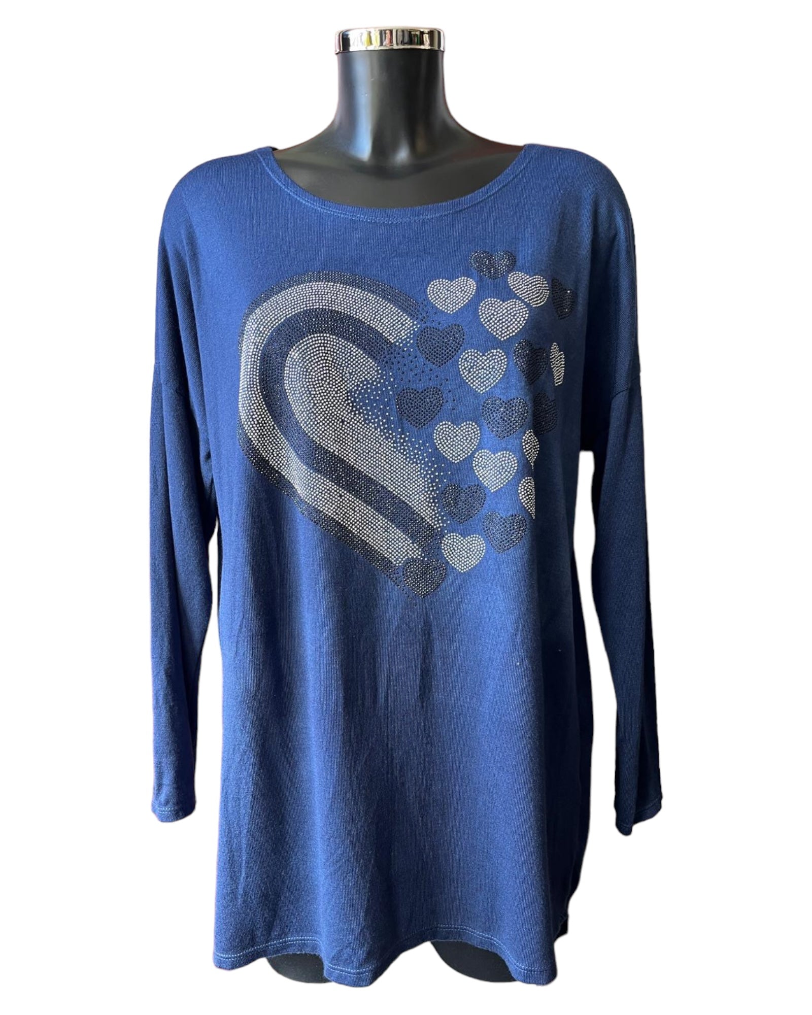 Iris sparkle heart fine knit jumper - Navy