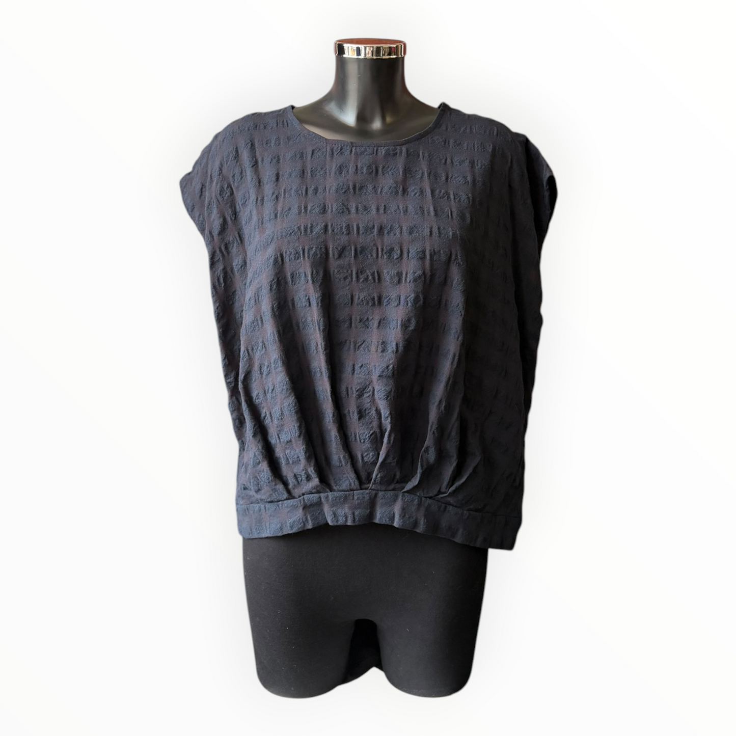 Eliza range checked cap sleeve top - Navy