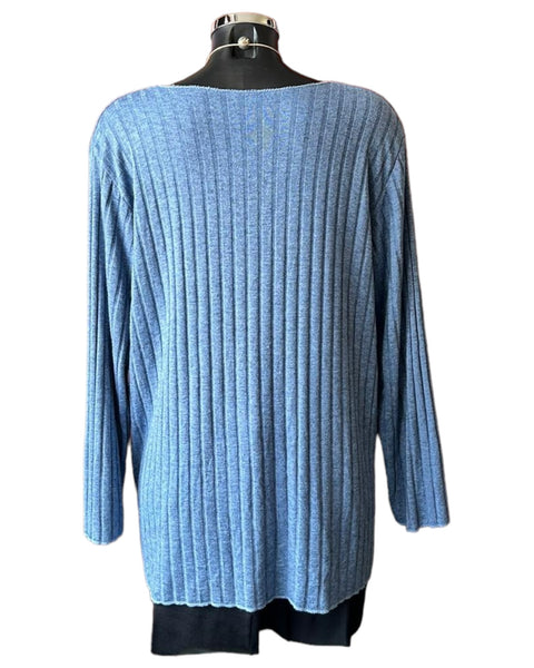 Luna ribbed fine knit jumper - Denim