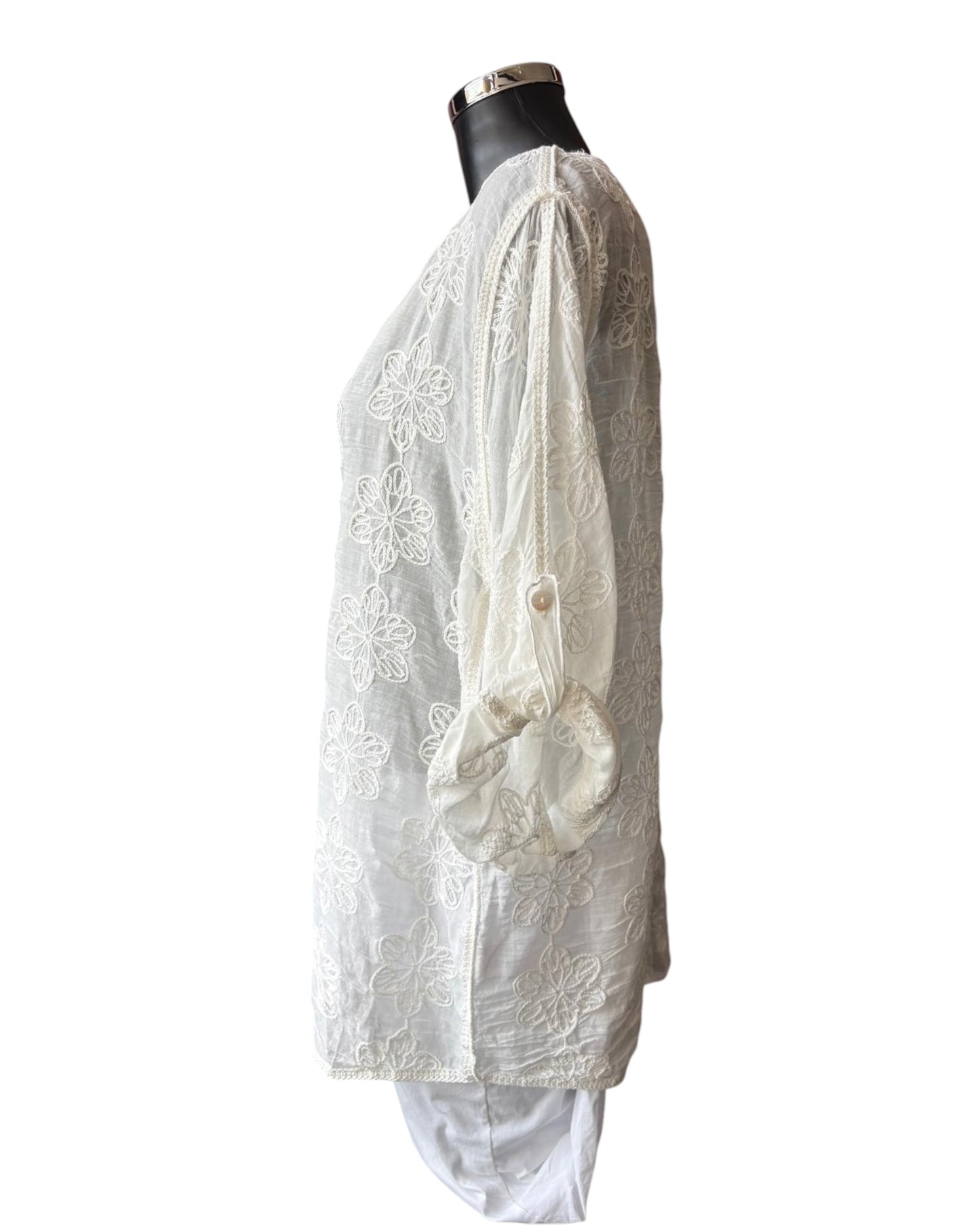 Lorna floral embroidered white shirt