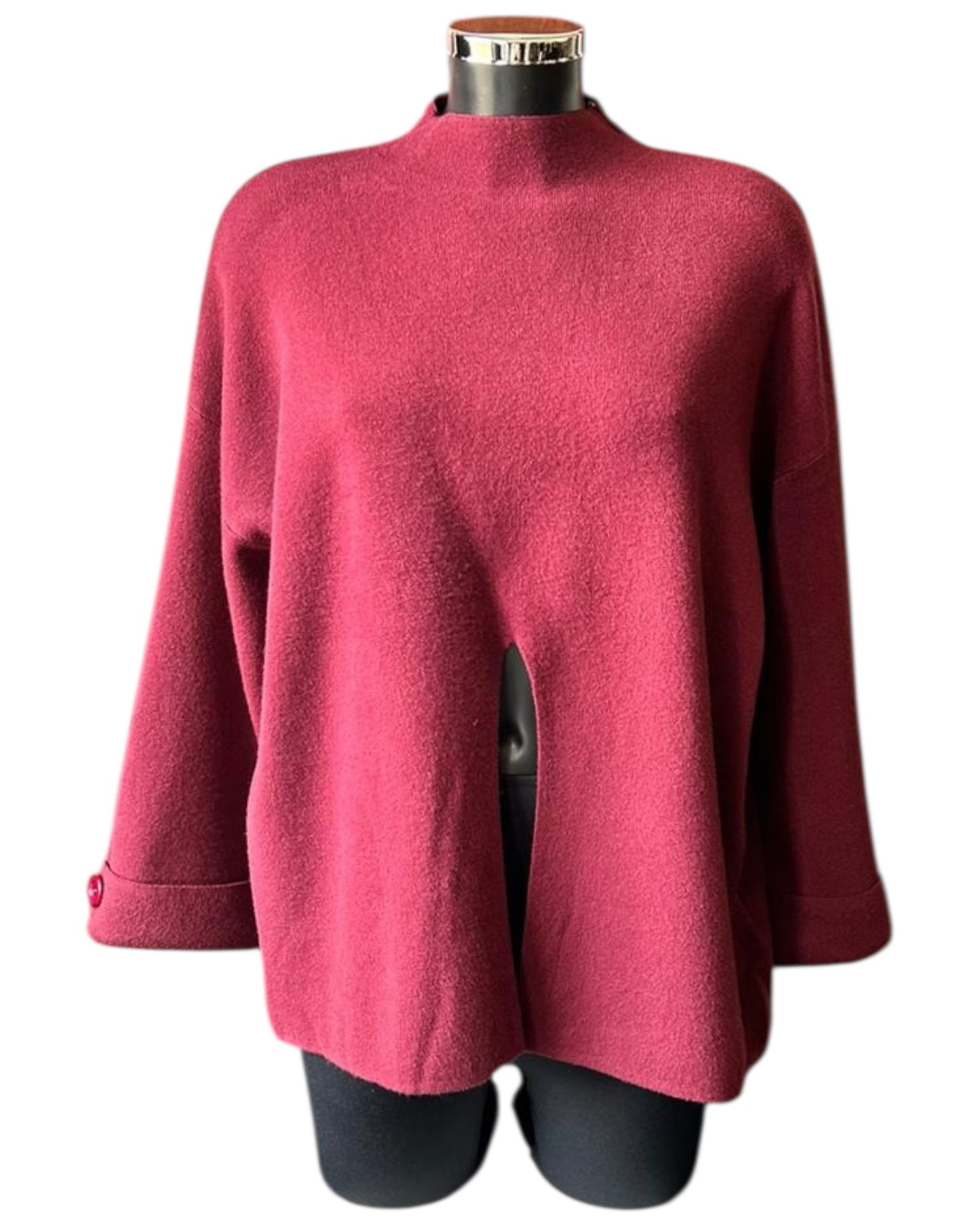 Ruby split front high neck jumper - Bordeaux