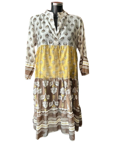 Nancy tiered smock dress - Brown mix