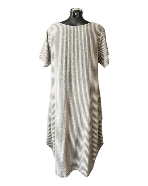 Bonnie striped long cotton dress - Taupe