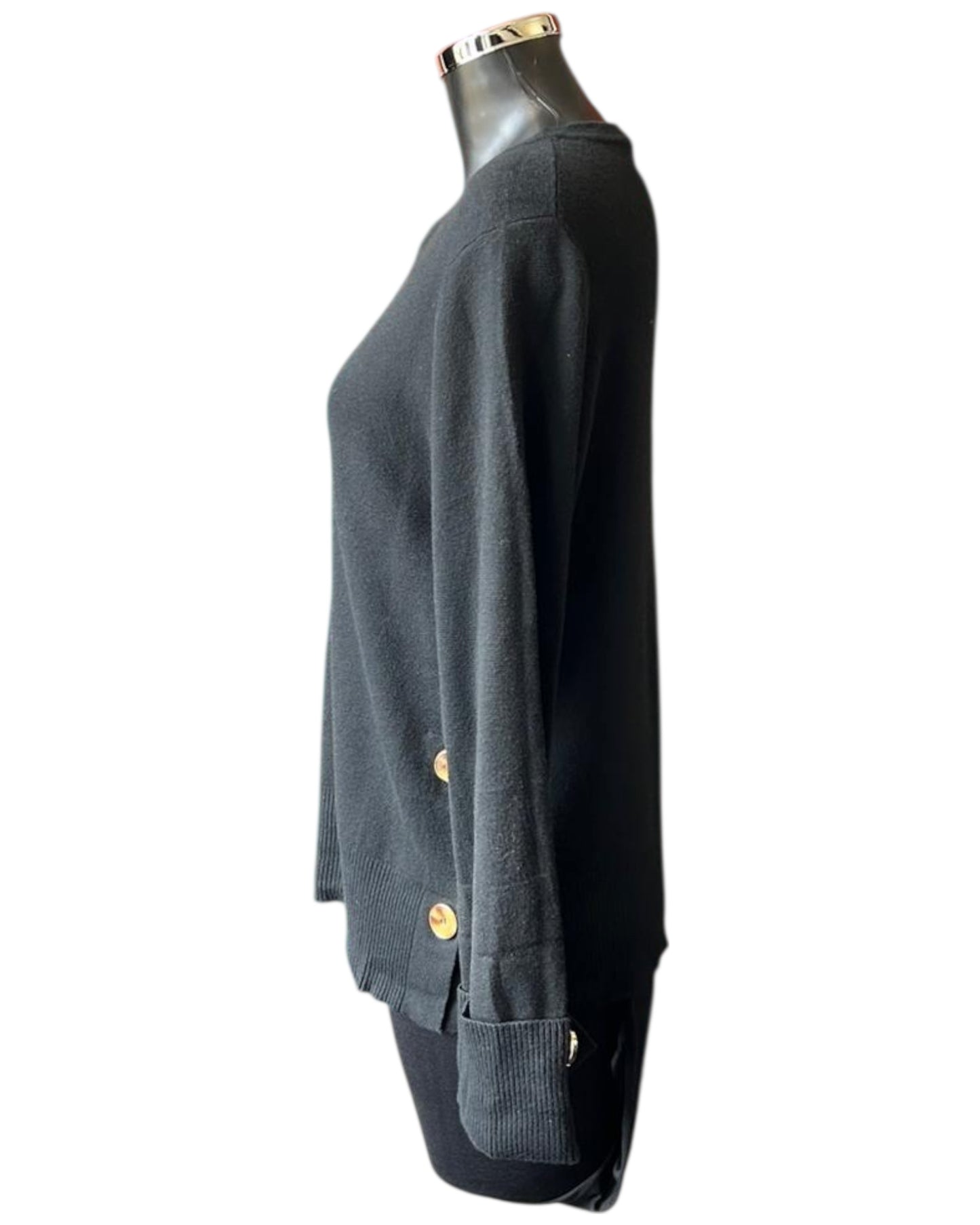 Michelle button side and sleeve jumper - Black