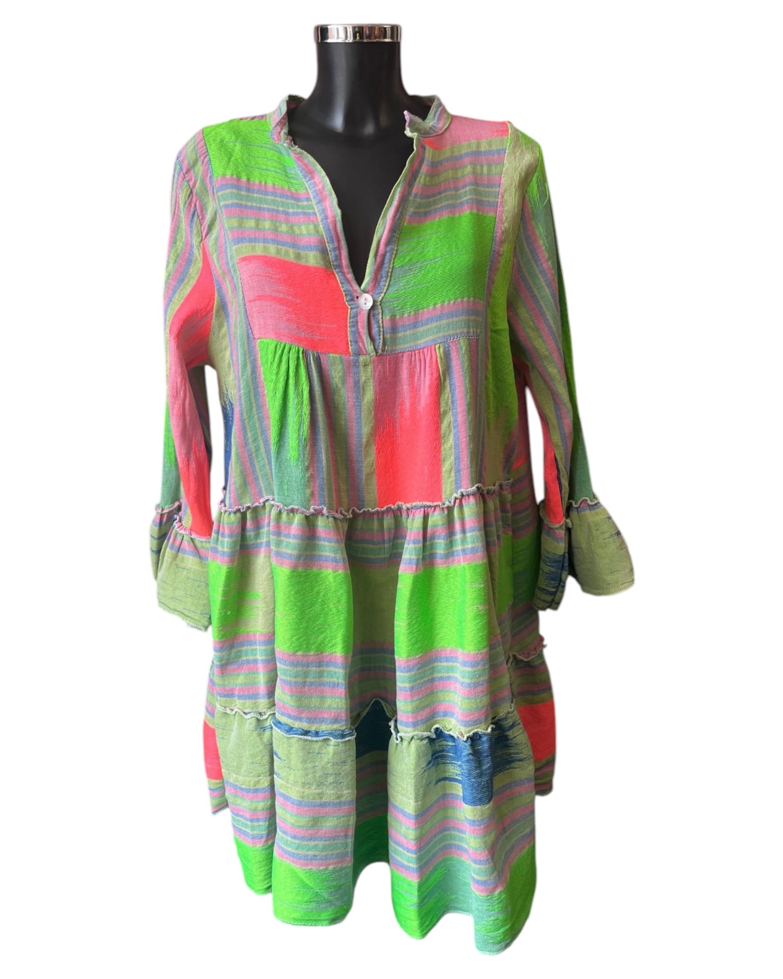 Ibiza range vibrant short dress - Green mix
