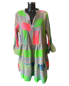 Ibiza range vibrant short dress - Green mix