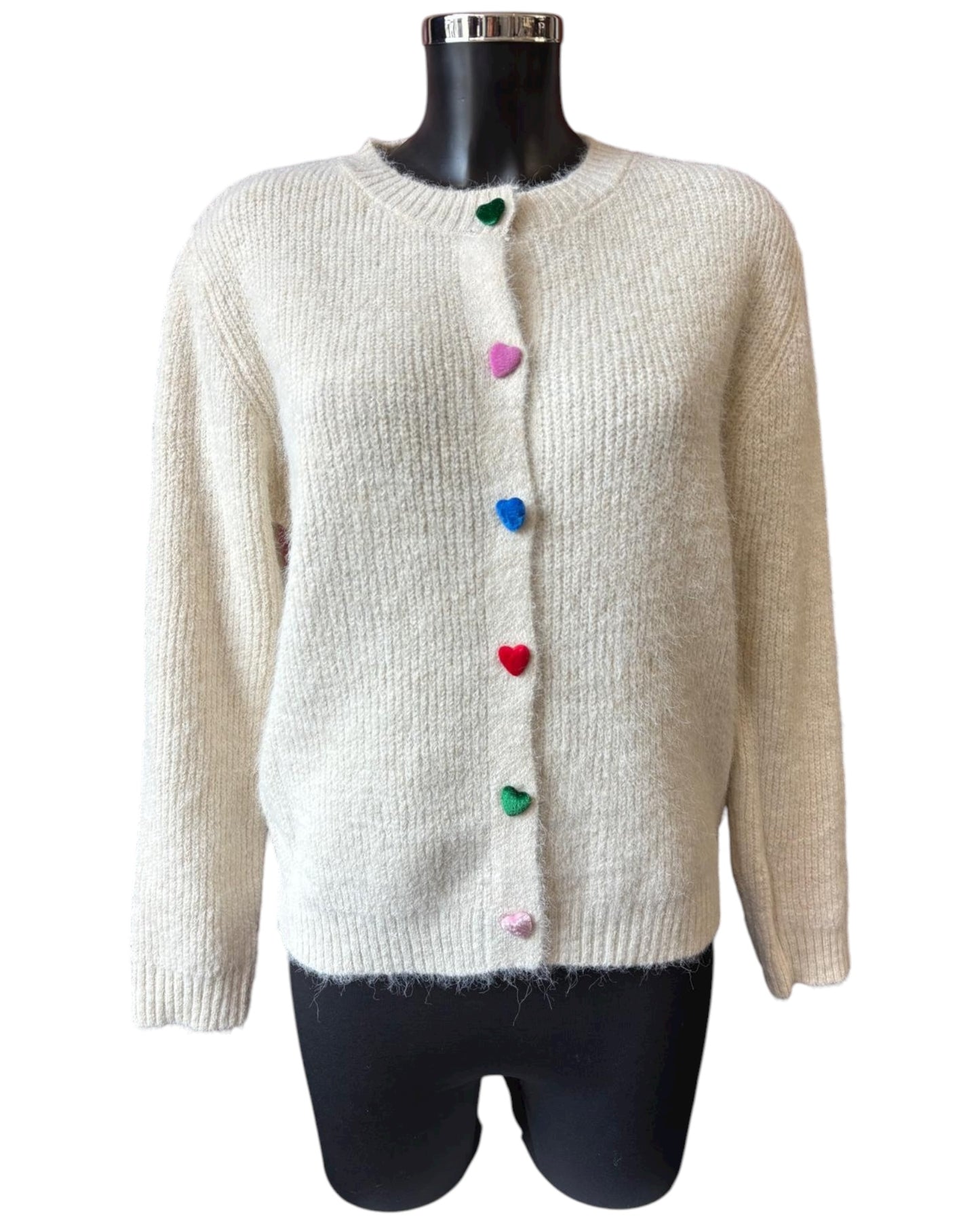 Harriet heart range button through cardigan - cream