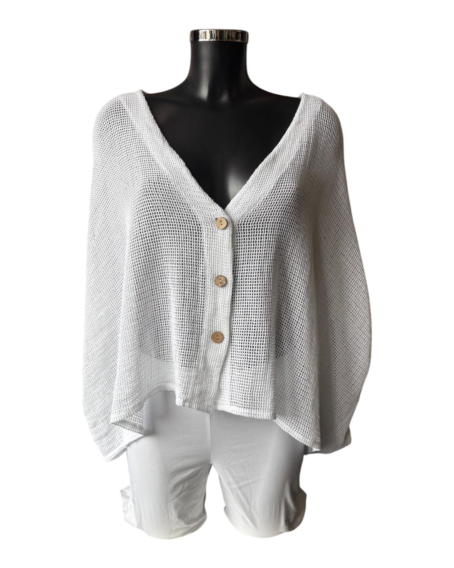 Casey range slouchy mesh cardigan - White