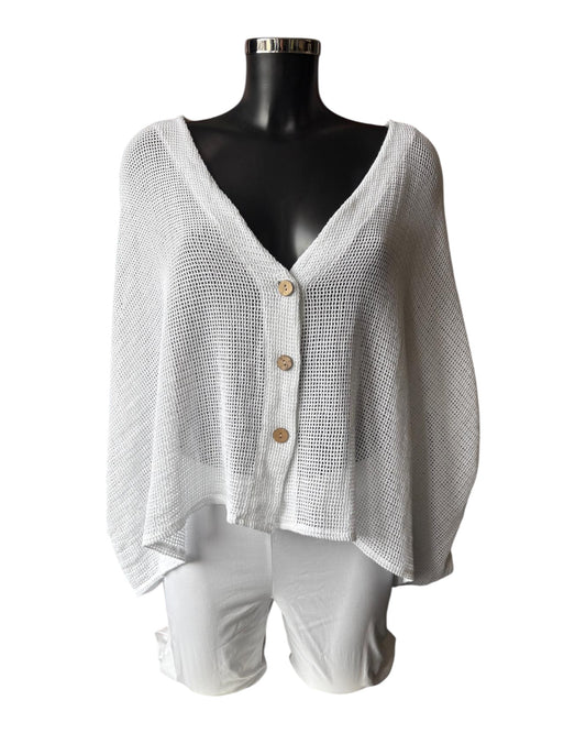 Casey range slouchy mesh cardigan - White