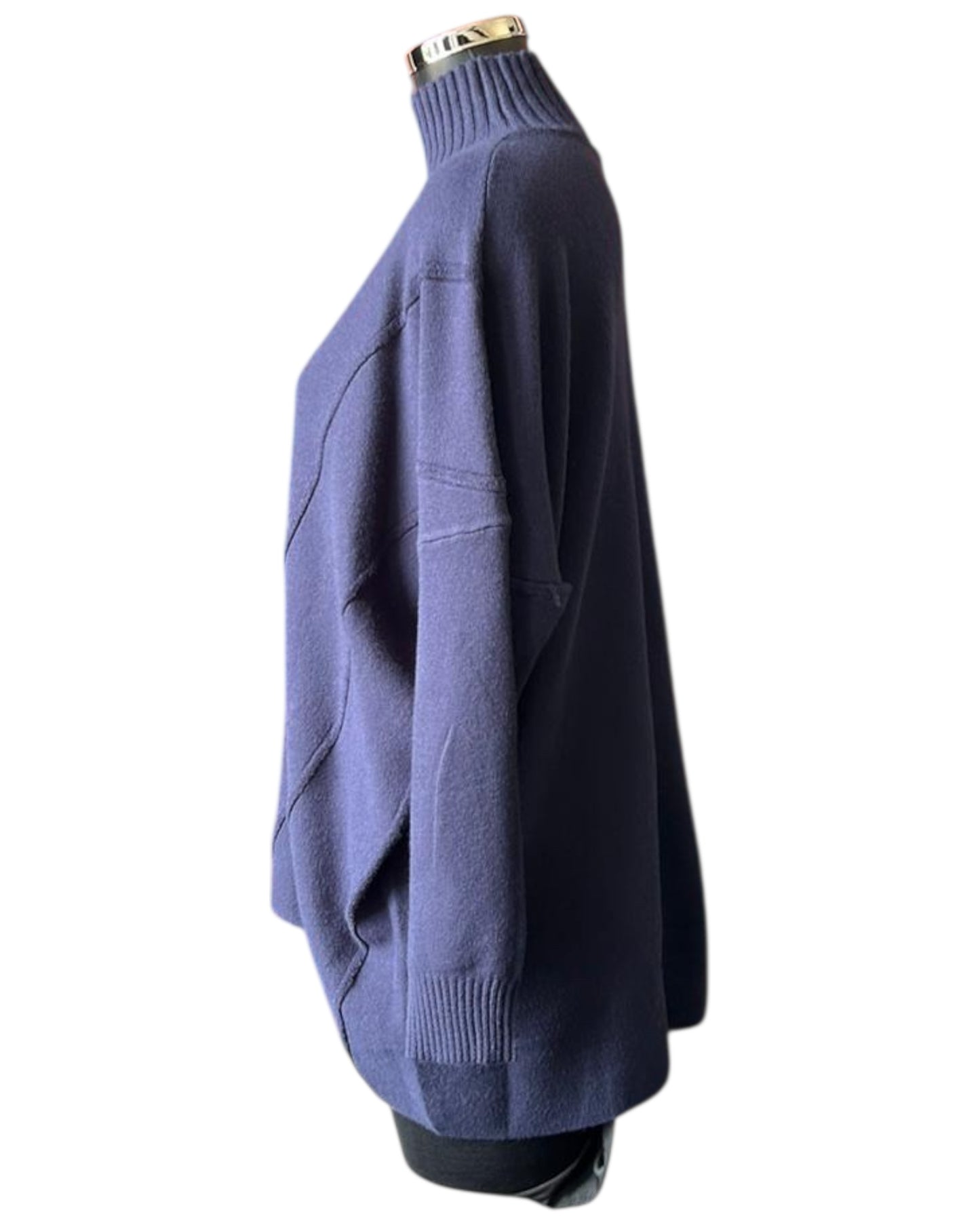 Courtney chevron knit turtle neck jumper - Navy