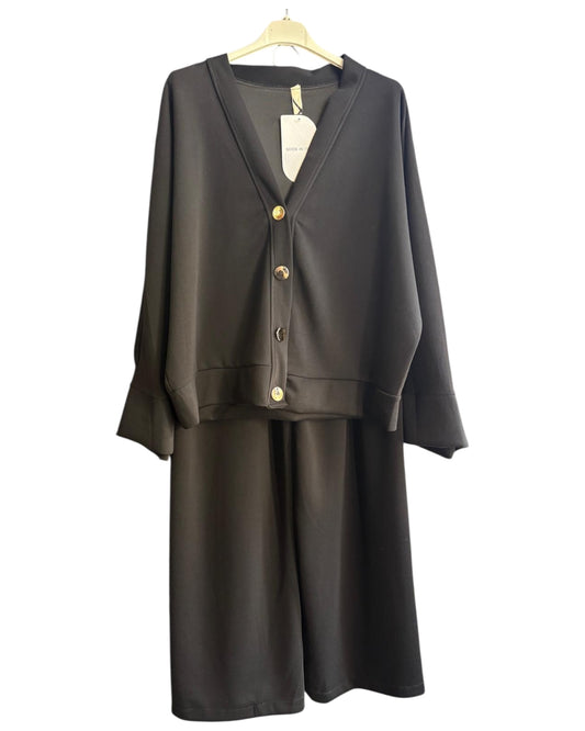 Lola cardigan co-ord trouser suit - Black