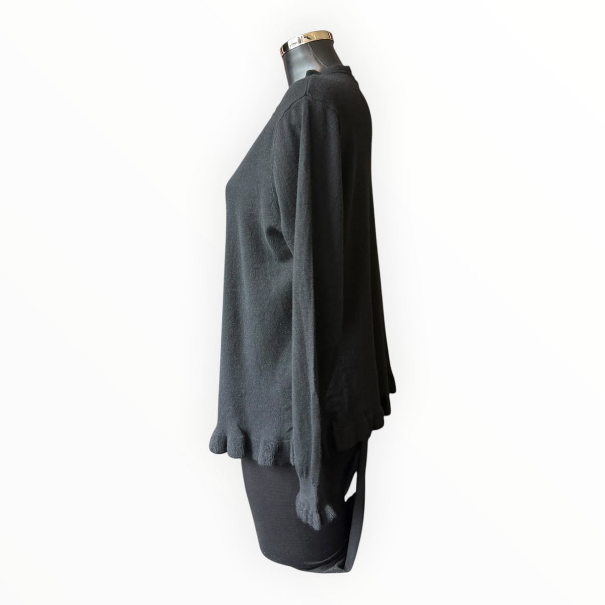 Florence frill trim cardigan - Black