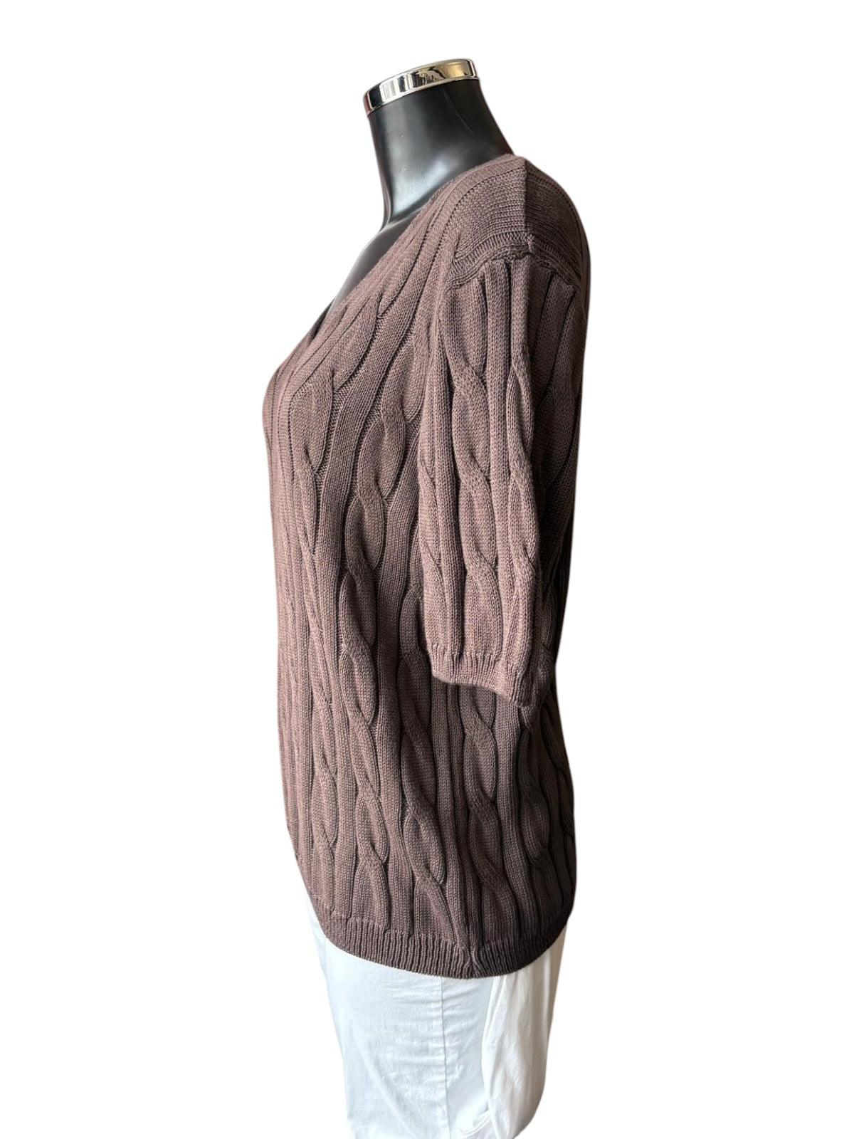 Mila cable knit cotton jumper - Chocolate