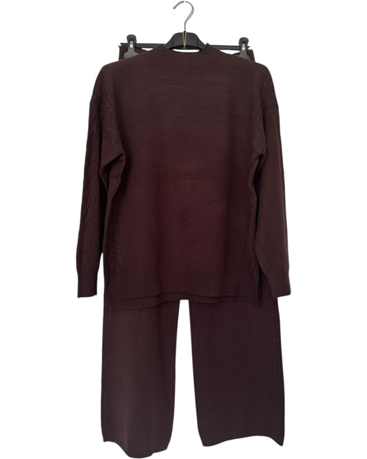 Amelia cable side coord trouser suit - Chocolate