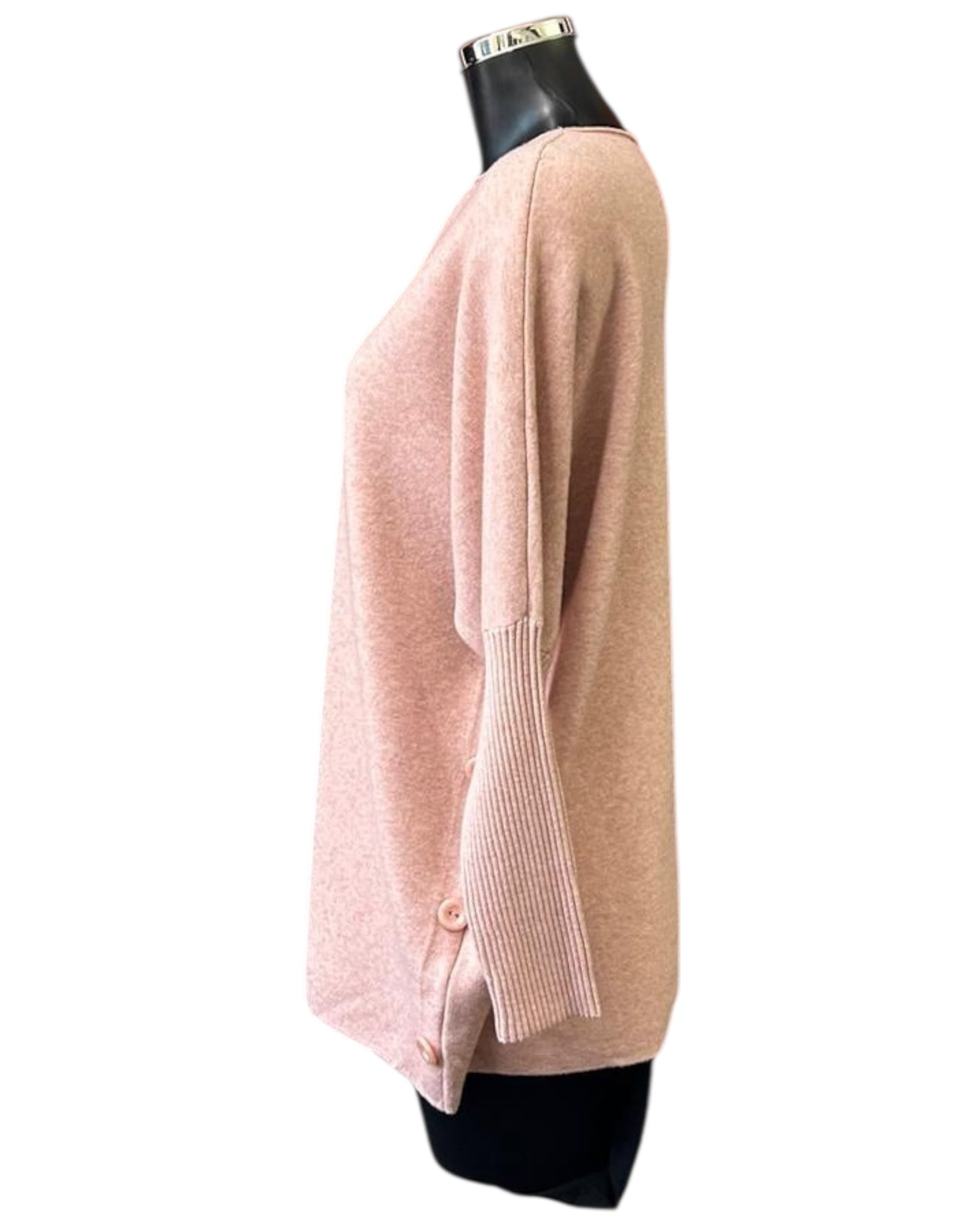 Lyla button side thick knit jumper - Pink