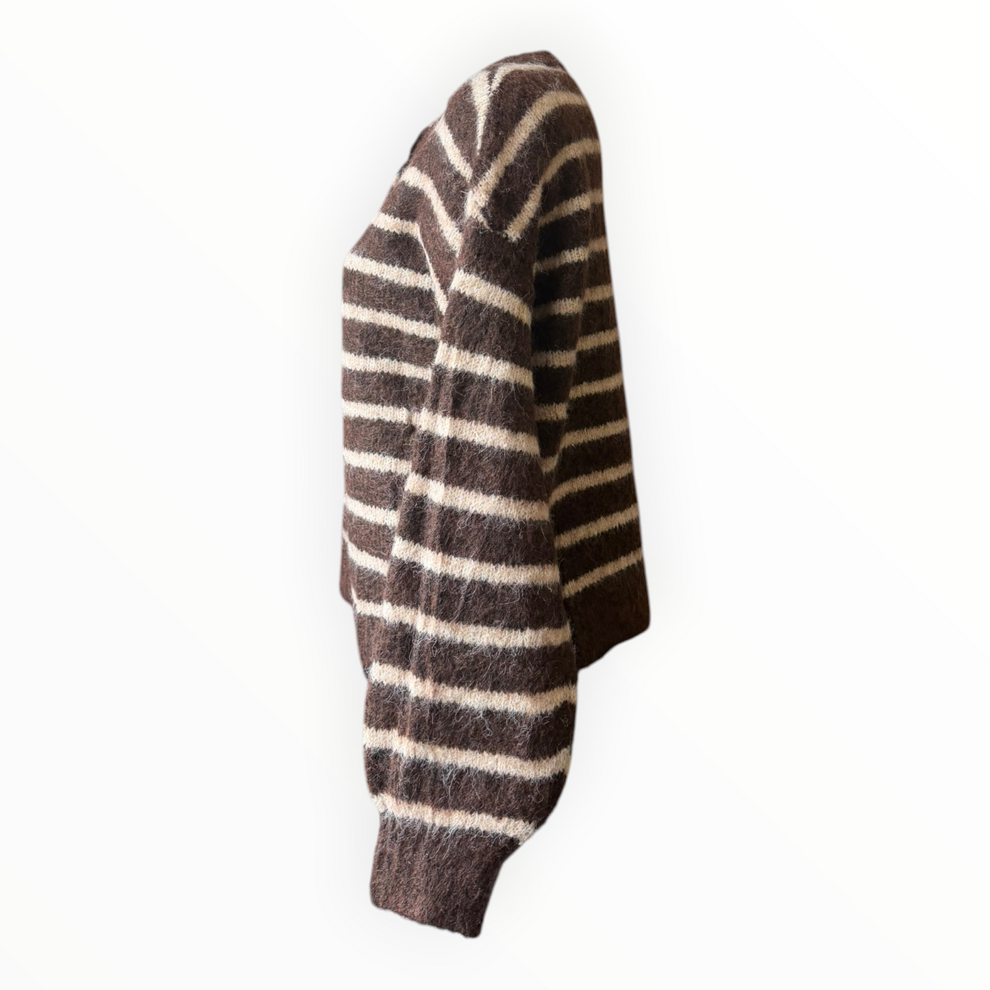 Kylie striped soft knit cardigan - Chocolate