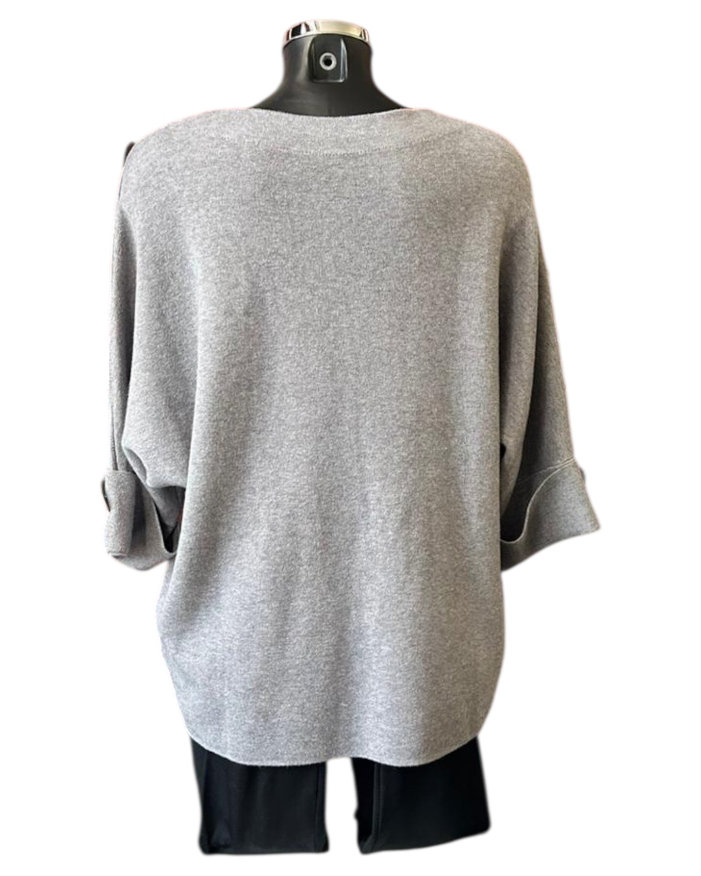 Freya premium knit gold button jumper - Grey