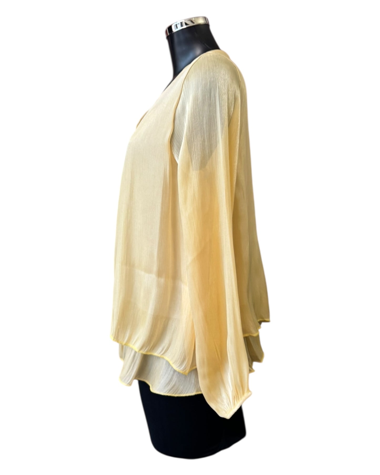 Vanessa v neck layered top - Lemon