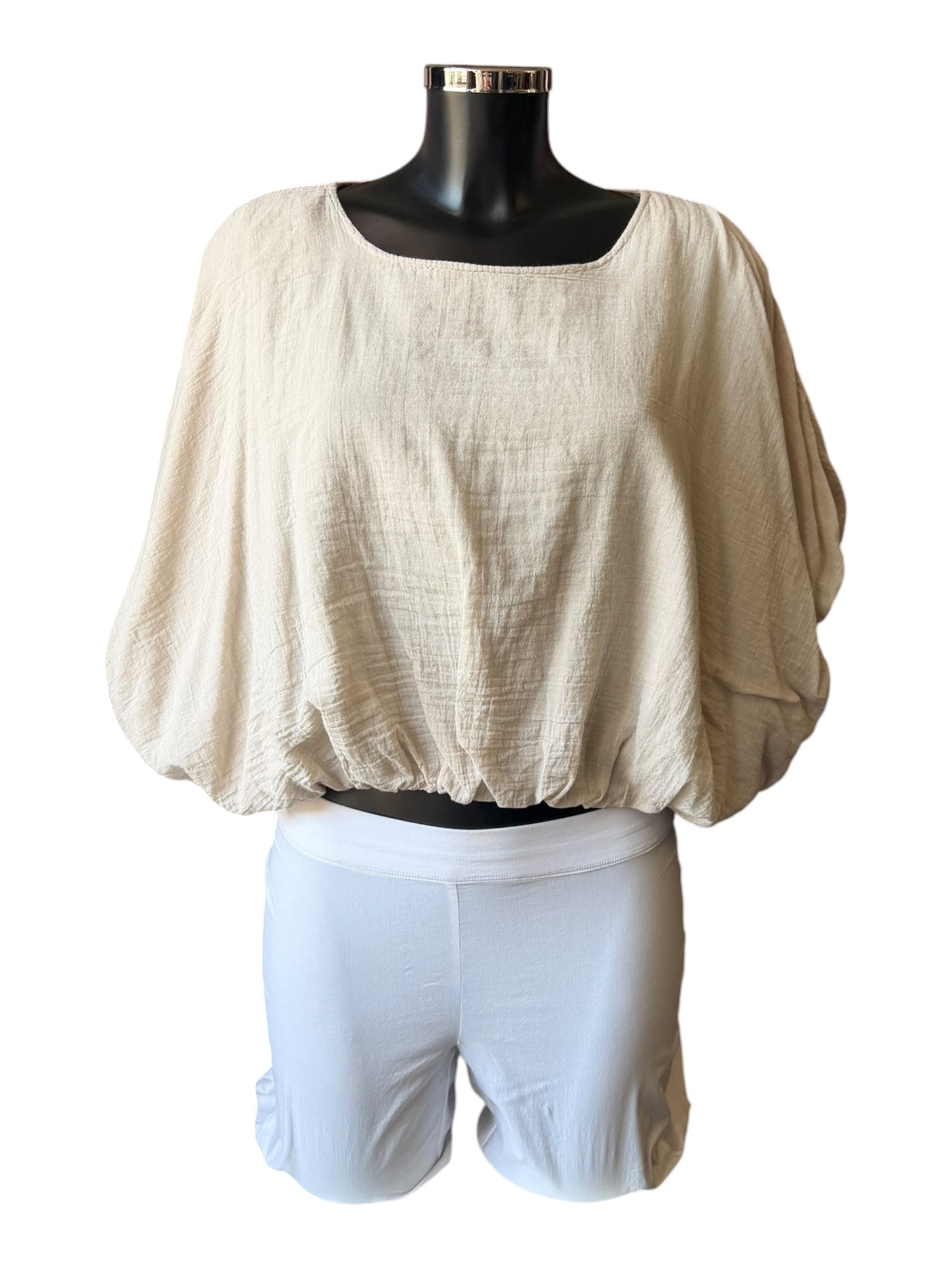 Darcy Garza cotton bubble hem top - Beige