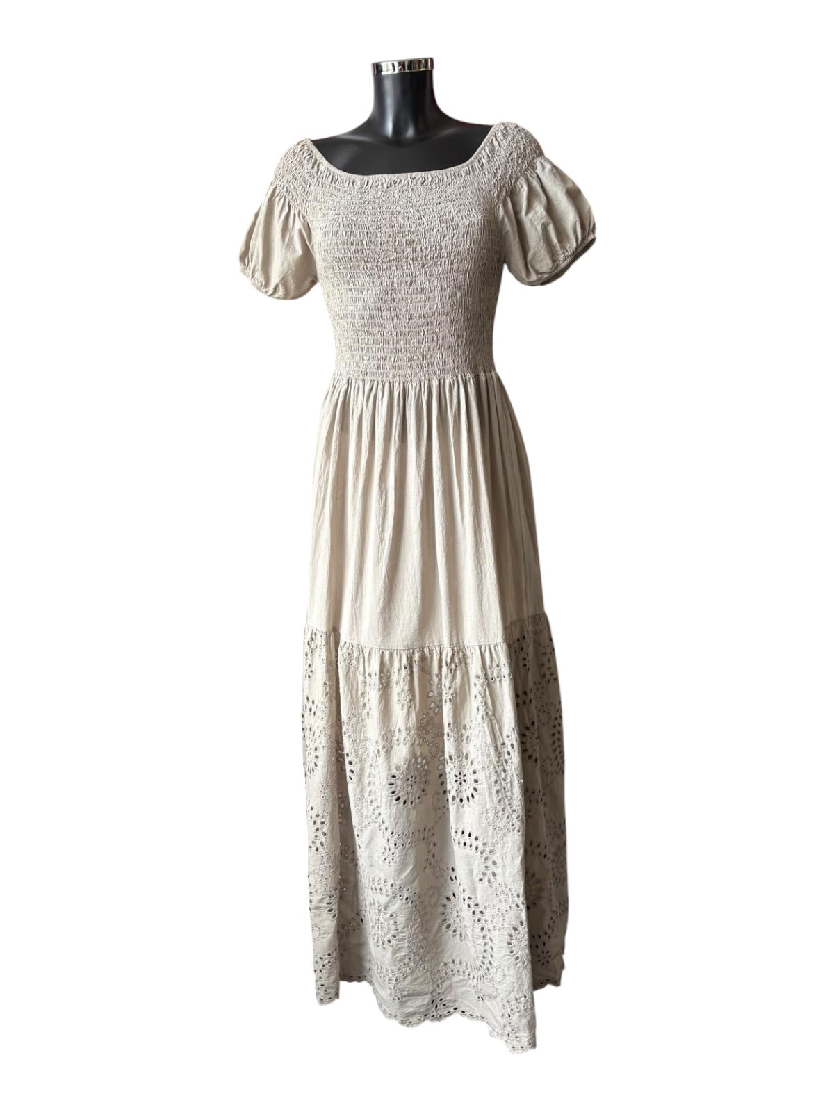 Dolly rouched top cutwork maxi dress - Taupe