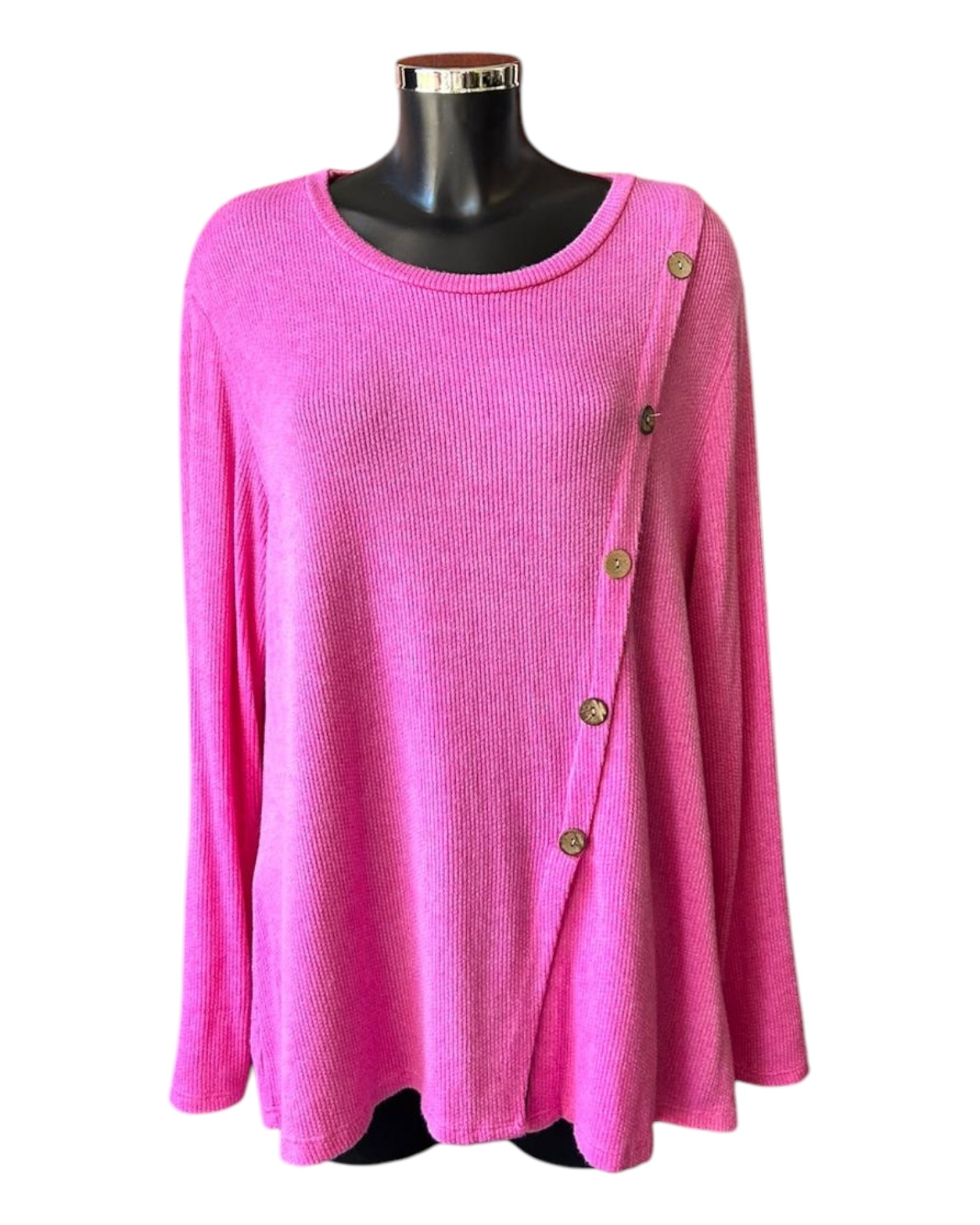 Kylie button detail top - Cerise