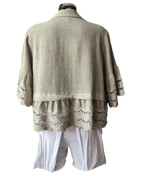 Casey range anglaise trim shirt - Khaki