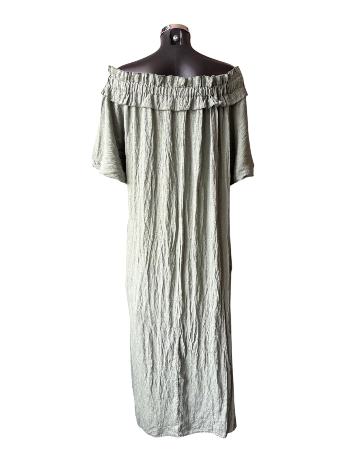 Elicia frill neck puff sleeve dress - Khaki