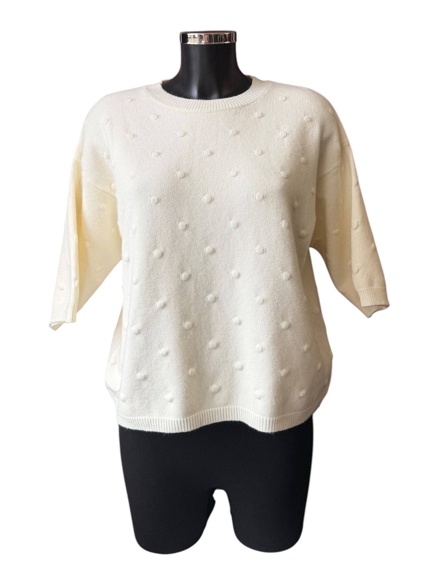 Sadie bobble knit short sleeve jumper - Ivory