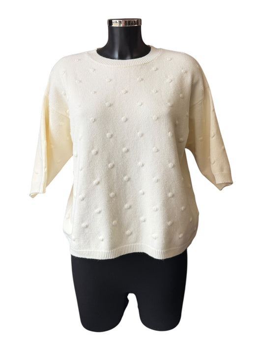 Sadie bobble knit short sleeve jumper - Ivory