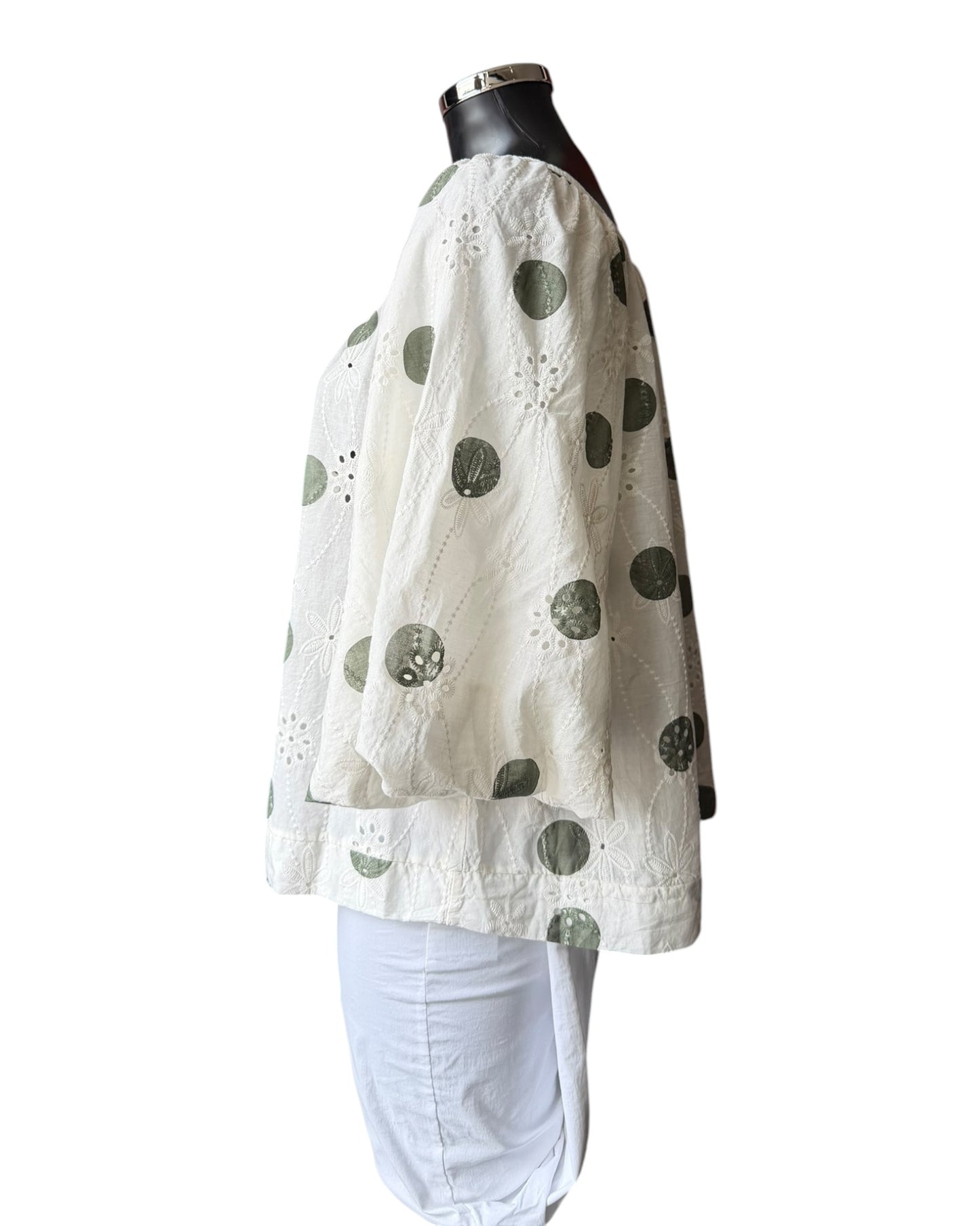 Imogen broderie spot top - Khaki