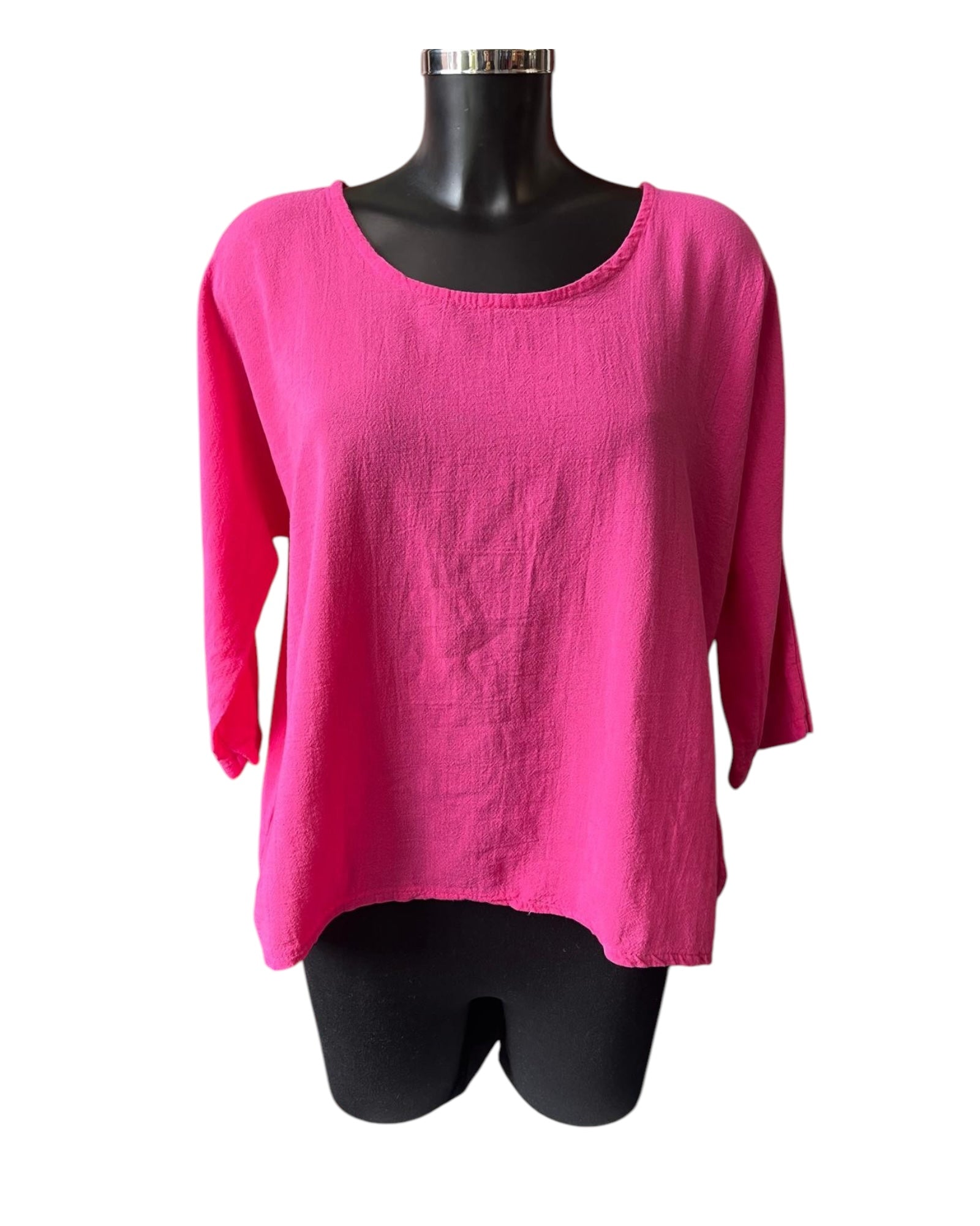 Mia cotton linen mix top - Cerise