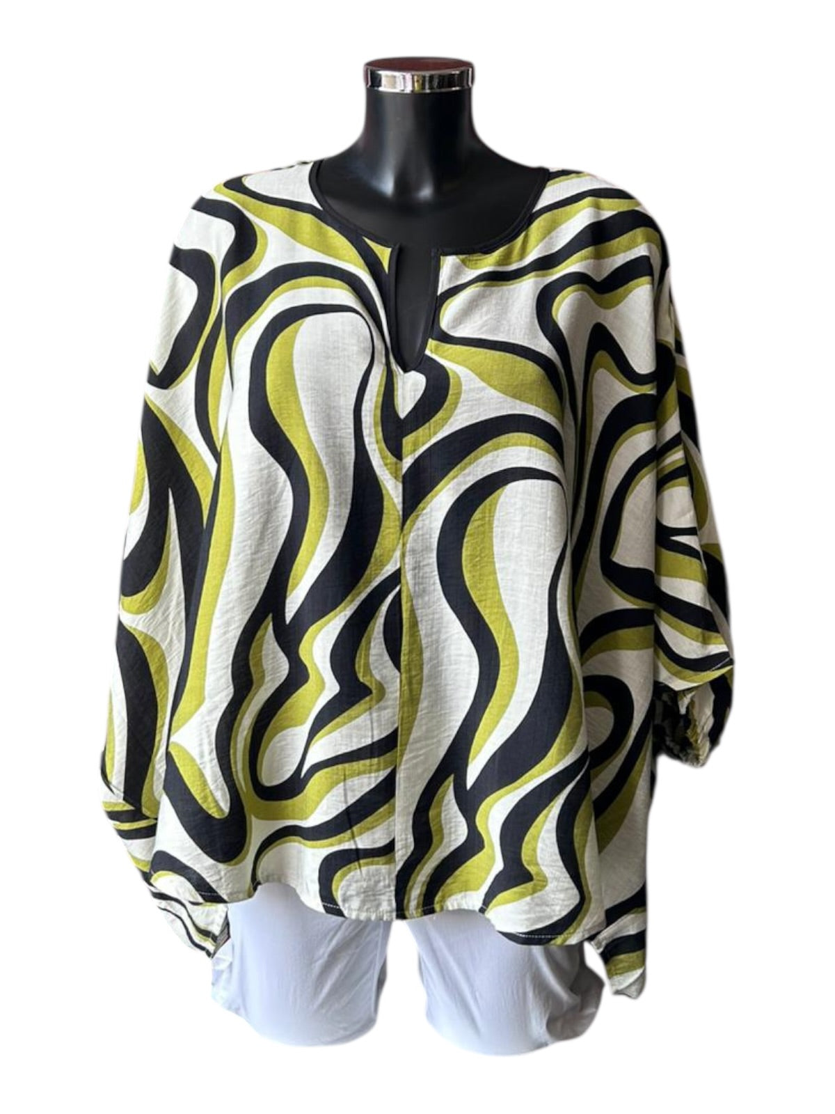 Tirelli notch next relaxed fit top - Chartreuse swirl print