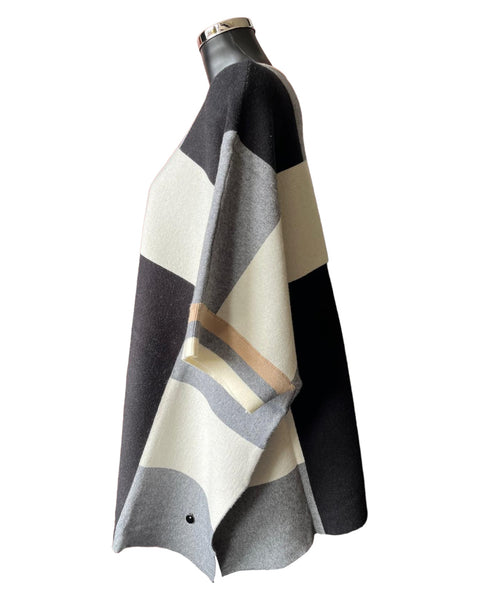 Eletta checked poncho style jumper - grey mix